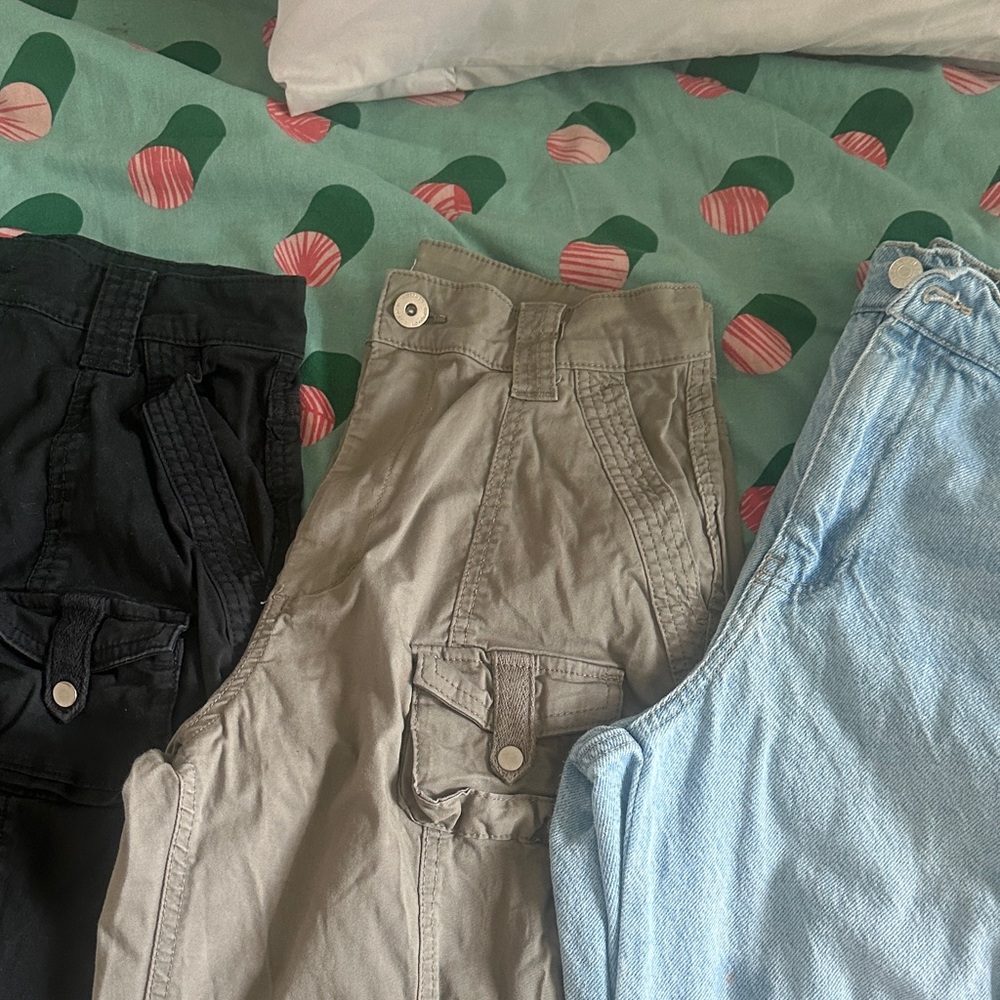 Cargo Pants - Black, Gray, and Light Blue